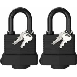 Cadenas étanche, [2 Pièces] Cadenas à Clé Avec Protection Thermoplastique, Cadenas Lourd En Acier Laminé Extérieur Résistant Aux Intempéries, 4 Clé, Pour Casier/Gym/école/Garage/Clôture