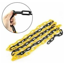 Chaîne En Plastique, 6mm10m Chaîne D'avertissement/signalisation, Pour à L'entretien Des Autoroutes, Aux Parkings, Aux Zones Dangereuses - Jaune & Noir -Promos Matériel Boutique 85786756 4