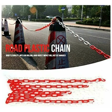 Chaîne En Plastique, 6mm10m Chaîne D'avertissement/signalisation, Pour à L'entretien Des Autoroutes, Aux Parkings, Aux Zones Dangereuses - Blanc 2 Chaîne En Plastique, 6mm10m Chaîne D'avertissement/signalisation, Pour à L'entretien Des Autoroutes, Aux Parkings, Aux Zones Dangereuses - Blanc – Image 2