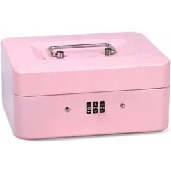 Boîte Sécurité Verrouillable En Acier, Coffre De Sécurité Mini Portable, Mini Coffre-Fort De Sécurité Portable En Acier, Pour Argent En Vrac, Pièces De Monnaie (Rose),