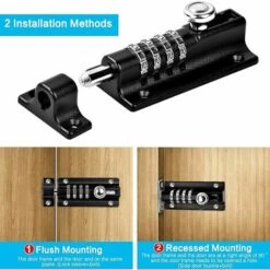 Loquet De Verrouillage à Combinaison Verrou à Combinaison à 4 Chiffres Verrou De Porte à Code Mécanique Serrure Sans Clé Glissière Verrou De Porte Inviolable Pour Armoire Jardin, -Promos Matériel Boutique 85799764 4