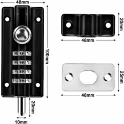 Loquet De Verrouillage à Combinaison Verrou à Combinaison à 4 Chiffres Verrou De Porte à Code Mécanique Serrure Sans Clé Glissière Verrou De Porte Inviolable Pour Armoire Jardin, -Promos Matériel Boutique 85799764 5