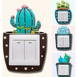 Cactus Interrupteur Autocollant 6pcs 3D Fluorescent Interrupteur Mural Autocollant Décoration D'intérieur Autocollant Lumineux -Promos Matériel Boutique 86046716 4