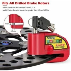 Antivol Moto Bloque Disque Avec Alarme De 110dB, Antivol Scooter Bloc Disque Moto Alarme Pour Moto/Vélo/Scooter, 3 Clés, 1,5m Câble De Rappel, Rouge 7 Antivol Moto Bloque Disque Avec Alarme De 110dB, Antivol Scooter Bloc Disque Moto Alarme Pour Moto/Vélo/Scooter, 3 Clés, 1,5m Câble De Rappel, Rouge -Promos Matériel Boutique 86964709 3