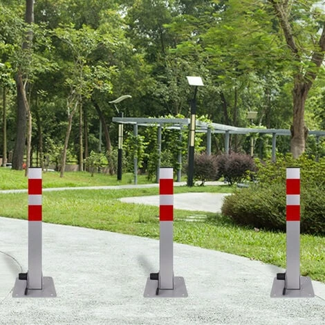 AUFUN Parkwatch 60cm Poteau De Barrière De Parking Pliable Avec Bornes Stables 3 Clés , Gris Argenté 4 AUFUN Parkwatch 60cm Poteau De Barrière De Parking Pliable Avec Bornes Stables 3 Clés , Gris Argenté – Image 4