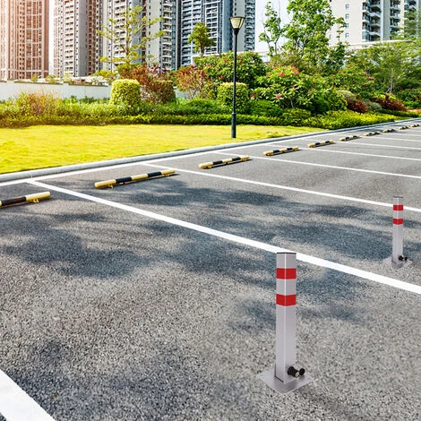AUFUN Parkwatch 60cm Poteau De Barrière De Parking Pliable Avec Bornes Stables 3 Clés , Gris Argenté 5 AUFUN Parkwatch 60cm Poteau De Barrière De Parking Pliable Avec Bornes Stables 3 Clés , Gris Argenté – Image 5