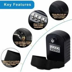 Securisee Grand Bote A Clefs Avec Code & Cles D'urgence, Boite A Clefs Murale Avec Couvercle De Protection Exterieur Pour Usine, Voiture, Garages (Noir) -Promos Matériel Boutique 87143575 3