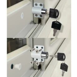 Lot De 4 Verrou De Sécurité Porte Fenêtre Avec Clé, Sécurité Fenêtre Enfant, Verrou Porte Coulissante Placard Patio Bolt Anti-vol Limite Restricteur Serrures Pour Bebe, Noir -Promos Matériel Boutique 87189005 5