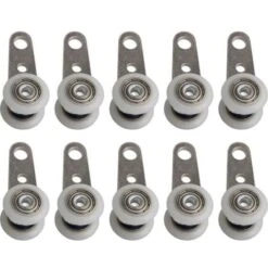 Lot De 10 Roulettes Pour Baies Vitrées Ou Portes Coulissantes - En Métal Et En Plastique - 4,5 X 1,9 Cm