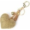 Bling Glitter Porte-clés Cristal Strass Amour Coeur Conception Porte-clés Super Fashonable Porte-clés Charme Pendentif Sac À Main Sac Clé En Métal Durable,Or