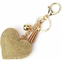 Bling Glitter Porte-clés Cristal Strass Amour Coeur Conception Porte-clés Super Fashonable Porte-clés Charme Pendentif Sac À Main Sac Clé En Métal Durable,Or