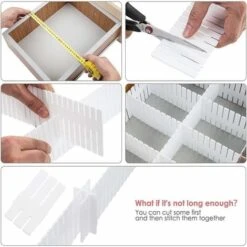 Organisateur De Tiroir, 12 Unité(s), Grille Diviseur De Tiroir, Réglable, Séparateurs De Tiroir En Plastique Pour Sous-vêtements, Chaussettes, Ceintures, Fournitures De Bureau (Blanc) -Promos Matériel Boutique 87577077 3