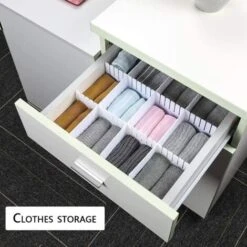 Organisateur De Tiroir, 12 Unité(s), Grille Diviseur De Tiroir, Réglable, Séparateurs De Tiroir En Plastique Pour Sous-vêtements, Chaussettes, Ceintures, Fournitures De Bureau (Blanc) -Promos Matériel Boutique 87577077 4