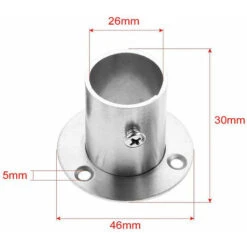 2 Pièces Support De Tube Rond En Acier Inoxydable, Ensemble De Bride De E, Support De E De Garde-robe, Support De E De Tringle à Vêtements, Support D'extrémité De E De Direction Avec Vis STOL -Promos Matériel Boutique 87824783 3