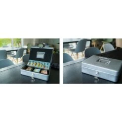 ARREGUI Cashier C9246-EUR Caisse à Monnaie Et Billets à Clé Pour Ranger Et Transporter L'argent Caisse En Acier Monnayeur Et Compartiment Pieces Et Billets Coffre Fort Portatif 30 CmGris Graphite -Promos Matériel Boutique 87945339 3