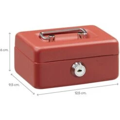 ARREGUI Elegant Caisse à Monnaie Et Billets à Clé Pour Ranger Et Transporter L'argent, Caisse En Acier Tirelire Avec Fente Pour Pieces, Coffre Fort Portatif 12,5 Cm De Longueur Rouge C9004 -Promos Matériel Boutique 87945444 4