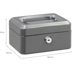 ARREGUI Elegant Caisse à Monnaie Et Billets à Clé Pour Ranger Et Transporter L'argent, Caisse En Acier Monnayeur Et Compartiment Pieces, Coffre Fort Portatif 15 Cm De Longueur Gris Graphite C9216 -Promos Matériel Boutique 87945450 4