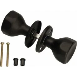 KOTARBAU Bouton De Porte Rotatif Noir Garniture De Porte Poignée De Porte Avec Vis De Montage Bouton à Bille En Acier Laqué Bouton De Porte Rotatif Garniture De Protection