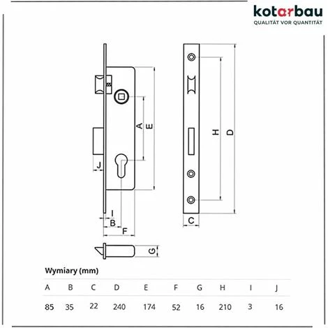 KOTARBAU Serrure à Mortaise 85 X 35 Mm Pour Cylindre Profilé Universel Droit Et Gauche 2 KOTARBAU Serrure à Mortaise 85 X 35 Mm Pour Cylindre Profilé Universel Droit Et Gauche – Image 2
