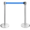 AREBOS 2X Poteaux De Guidage Avec Cordes Rétractable Barrière De Guidage Système De Balisage Pour Ecole, Bar, Hôtel Bleu