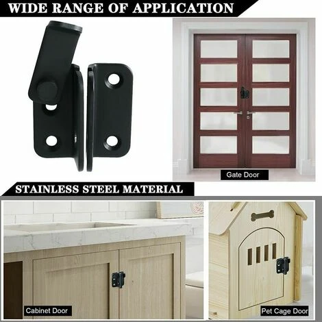 Verrou De Porte Coulissante Cadenas Moraillon Serrure De Porte Loquet De Verrouillage De Boucle Crochet Antivol, Finition Noire Mate En Acier Inoxydable 2 Verrou De Porte Coulissante Cadenas Moraillon Serrure De Porte Loquet De Verrouillage De Boucle Crochet Antivol, Finition Noire Mate En Acier Inoxydable – Image 2