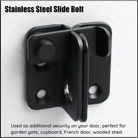 Verrou De Porte Coulissante Cadenas Moraillon Serrure De Porte Loquet De Verrouillage De Boucle Crochet Antivol, Finition Noire Mate En Acier Inoxydable 4 Verrou De Porte Coulissante Cadenas Moraillon Serrure De Porte Loquet De Verrouillage De Boucle Crochet Antivol, Finition Noire Mate En Acier Inoxydable – Image 4