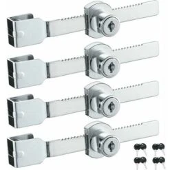 Lot De 4 Verrous De Porte Coulissante En Verre Avec Finition Chromée, Clés Identiques,petites,