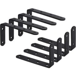 8Pcs Equerre Étagère Murale Support Étagère Mural Support En Forme De L Équerre De Fixation Pour Étagère Déco Cuisine Chambre Meubles Suspendus Placard 125 75 3mm Noir Fer