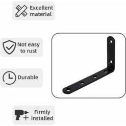 8Pcs Equerre Étagère Murale Support Étagère Mural Support En Forme De L Équerre De Fixation Pour Étagère Déco Cuisine Chambre Meubles Suspendus Placard 125 75 3mm Noir Fer -Promos Matériel Boutique 88731097 3
