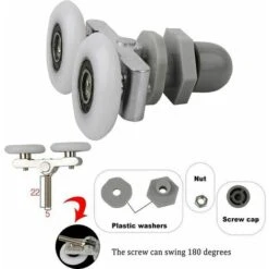 Roulettes Doubles Pour Porte De Douche Roulettes Pour Porte De Douche Roulettes Coulissantes Porte Salle De Bain Douche Rouleau De Douche De Rechange,Pièces De Rechange Pour Salle De Bain 23mm 4 PCS -Promos Matériel Boutique 88803064 3