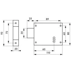 THIRARD - Serrure Horizontale En Applique à Clé Pour Porte De Cave, Pêne Seul, Gauche, Axe 60mm, 110x80mm, Noir, 1 Clé -Promos Matériel Boutique 8904587 3