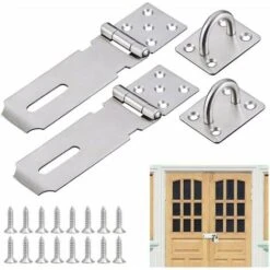 2 Pcs Porte Cadenas En Acier Inoxydable 5 Pouces Fermoir Cadenas Antirouille Durable Avec Vis Loquet De Porte Robustes Anti-corrosion Pour Portes Placard Armoire Tiroir Meubles - Argent