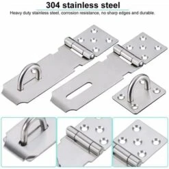 2 Pcs Porte Cadenas En Acier Inoxydable 5 Pouces Fermoir Cadenas Antirouille Durable Avec Vis Loquet De Porte Robustes Anti-corrosion Pour Portes Placard Armoire Tiroir Meubles - Argent -Promos Matériel Boutique 89224738 3