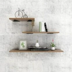 Support D'étagère En Triangle En Métal Flottant,Equerre Etagere Mural Aveugles Dissimulés,Chambre à Coucher Salon Salle De Bain Bricolage Décoration Support,2 Pièces (14x13cm/5.5x5.1in,black) -Promos Matériel Boutique 89256919 4