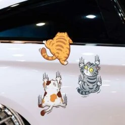 Autocollants De Voiture Chat Drôle, Dessin Animé 3D Animaux Chat Chaton Autocollants Bricolage Voiture Tuning Autocollants Chat Fenêtre Autocollants étanche PVC Chat Autocollants Chaton Stickers Murau -Promos Matériel Boutique 89319853 4