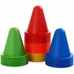Lot De 50 Cônes D'entraînement Sur Route, Cône De Signalisation D'entraînement Sportif En Plastique, Cône De Signalisation D'entraînement Sportif De Slalom, Entraînement De Football, Rouleau (5 Couleu