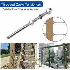 10 Pcs Tendeurs De Câbles Filetés Fendeur Câble Inox Garde Corps Câble Tendu Câble Inox Garde Corps Connecteur De Câble Métallique Avec Écrou Joint Pour Systèmes Gréement Garde-Corps 1/8"，Superma -Promos Matériel Boutique 89384681 5