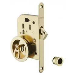 THIRARD - Serrure Encastrable à Crochet à Clé Pour Porte De Chambre Coulissante, Axe 50mm, Bouts Ronds, Laiton