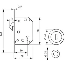 THIRARD - Serrure Encastrable à Crochet à Clé Pour Porte De Chambre Coulissante, Axe 50mm, Bouts Ronds, Laiton -Promos Matériel Boutique 8945792 3