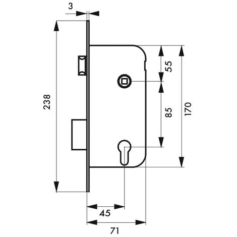 THIRARD - Boitier De Serrure Encastrable à Cylindre Pour Porte D'entrée, Axe 45mm, Bouts Carrés, Têtière Laitonnée 2 THIRARD - Boitier De Serrure Encastrable à Cylindre Pour Porte D'entrée, Axe 45mm, Bouts Carrés, Têtière Laitonnée – Image 2