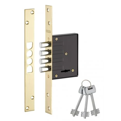 THIRARD - Serrure Encastrable Pour Porte D'entrée, Axe 40mm, 4 Pênes Ronds, Têtière Laitonnée, 3 Clés 1 THIRARD - Serrure Encastrable Pour Porte D'entrée, Axe 40mm, 4 Pênes Ronds, Têtière Laitonnée, 3 Clés