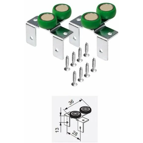 Jeu SEVROLL De Galets Supérieurs De Porte Coulissante 18mm Chariot Guide Coulisse Fixation Armoire Dressing Placard Garniture 2 Jeu SEVROLL De Galets Supérieurs De Porte Coulissante 18mm Chariot Guide Coulisse Fixation Armoire Dressing Placard Garniture – Image 2