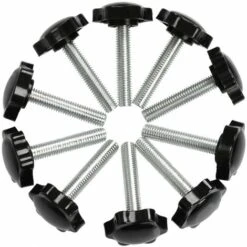 Liquidation totale 10Pcs Boutons De Serrage M8 X 40mm Vis à Tête Moletée, Bouton à Main Fileté Ecrou En Etoile Boulon De Serrage De Filetage M8 Avec Ecrou, Boutons De Serrage De Filetage Avec Poignée