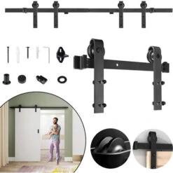 Garniture De Porte Coulissante Ferrure Pour Système Pour Portes Coulissantes Avec Rail De Roulement Ensemble Complet 366cm HENGMEI 7 Garniture De Porte Coulissante Ferrure Pour Système Pour Portes Coulissantes Avec Rail De Roulement Ensemble Complet 366cm HENGMEI -Promos Matériel Boutique 90040500 3