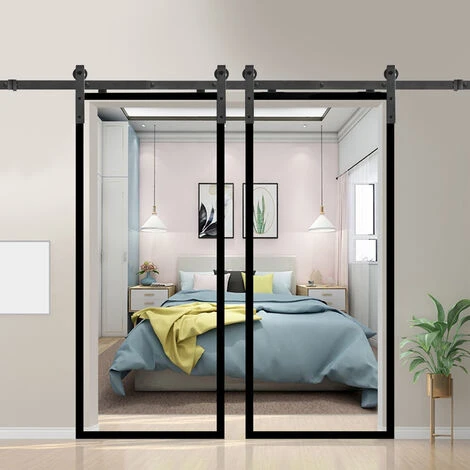 Garniture De Porte Coulissante Ferrure Pour Système Pour Portes Coulissantes Avec Rail De Roulement Ensemble Complet 366cm HENGMEI 4 Garniture De Porte Coulissante Ferrure Pour Système Pour Portes Coulissantes Avec Rail De Roulement Ensemble Complet 366cm HENGMEI – Image 4