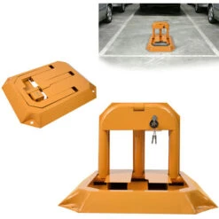 Barrière De Parking Verrouillage De Stationnement Pliable Avec 3 Clés Anse De Stationnement En Acier Robuste Support De Stationnement Stable HENGMEI