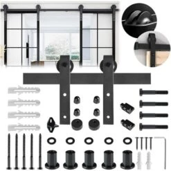 Garniture De Porte Coulissante Ferrure Pour Système Pour Portes Coulissantes Avec Rail De Roulement Ensemble Complet 200cm HENGMEI -Promos Matériel Boutique 90040707 3