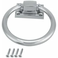 Anneau De Traction Poignée De Porte Acier Inoxydab Argent Brillant Anneau De Traction En Métal Chromé Rond Heurtoir De Porte En Bois Intégré Chaise Tire Poignée Décor (100 X 54 X 37 Mm)