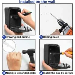 Coffre-fort à Clés, Grande Boîte à Clés De Qualité Supérieure, Coffre-fort à Clés Avec Code à 4 Chiffres, Boîte à Clés De Sécurité Murale Pour Intérieur, Extérieur, Bureau, Garage, école, Gymnase (noi -Promos Matériel Boutique 90533849 4