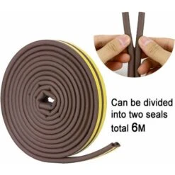 Joint Porte, Joint Fenêtre Pvc D Profil, Calfeutreur Les Porte Et Fenêtres Avec Forte Adhérence, Isoler Du Bruit Et Anti-intempéries, 6 Metres (Marron) -Promos Matériel Boutique 90583625 4